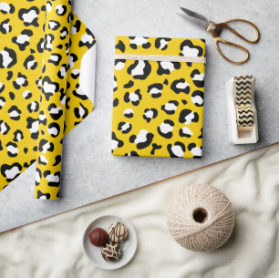 Luipaardafdrukken, luipspuiten, geel luipaard cadeaupapier