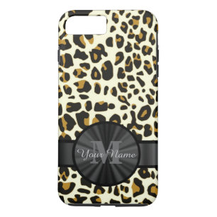 Luipaarddierenprint monogrammed 	iPhone 8 plus / 7 plus hoesje