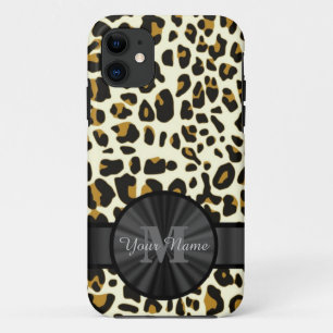 Luipaarddierenprint monogrammed iPhone 11 hoesje