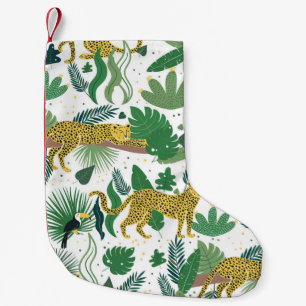 Luipaarden Oerwoud: Tropisch Kinder naadloos. Kleine Kerstsok