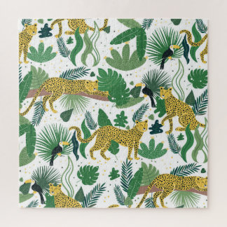Luipaarden Oerwoud: Tropisch Kinder naadloos. Legpuzzel