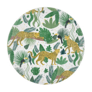 Luipaarden Oerwoud: Tropisch Kinder naadloos. Snijplank