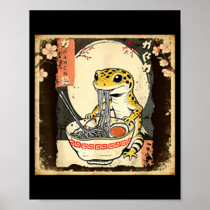 Luipaardgekko Hagedis Ramen Kuifgekko Japans Poster