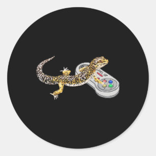 Luipaardgekko speelt videospel hagedis en reptiel ronde sticker