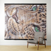 luipaardgezicht met groene ogen wandkleed (In Situ (horizontaal))