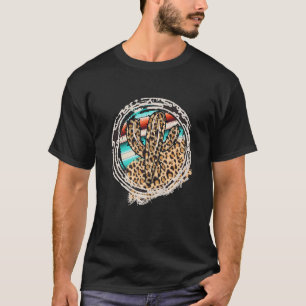 Luipaardpatroon Cactus Serape Print Cowgirl Rodeo T-shirt
