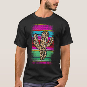 Luipaardpatroon Cactus Serape Print Cowgirl Rodeo T-shirt