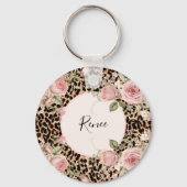 Luipaardpatroon met lichte rozen sleutelhanger (Voorkant)