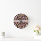 Luipaardpatroon Monogram Roze Goud Zwart Ronde Klok (Huis)
