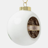 Luipaardpatroon Zwart Brons Monogram    Keramische Bal Ornament (Links)