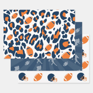 Luipaardprint & American Football Speldag Patroon Inpakpapier Vel