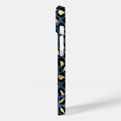 Luipaardprint Blauw Goud Monogram Case-Mate iPhone Case (Achterkant / Links)