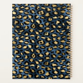 Luipaardprint Blauw Goud Monogram Planner (Achterkant)