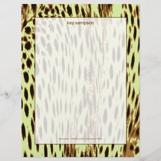 Luipaardprint, bleekselderij achtergrond custom briefhoofd (Voorkant)