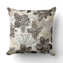 Luipaardprint Bloemenkussen | Neutrale Botanische