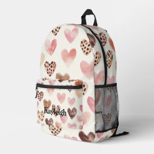 Luipaardprint Blush Pink Cream Hearts Bedrukte Rugzak