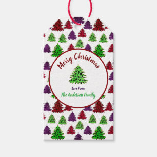 Luipaardprint Bomen Prettig Kerstfeest & Gelukkig Cadeaulabel