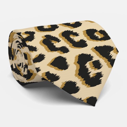 Luipaardprint Bruin Stropdas (Opgerold)