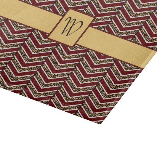 Luipaardprint Chevron glazen snijplank (Hoek)