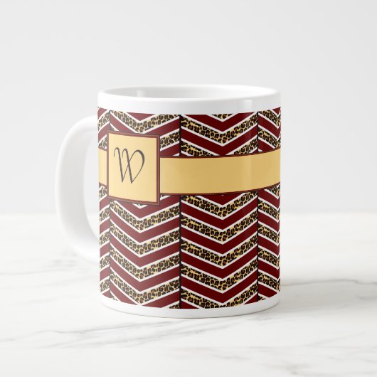 Luipaardprint Chevron Speciale Mok (Voorkant links)
