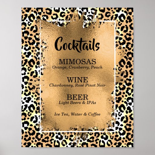 Luipaardprint Cocktailbarmenu Poster (Voorkant)