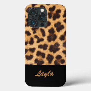 Luipaardprint Dierenbont Gepersonaliseerde Naam iPhone 13 Pro Hoesje