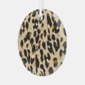 Luipaardprint: Dierenpatroonrage Glas Ornament (Voorkant links)