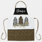 Luipaardprint en kerstbomen schort (Voorkant)