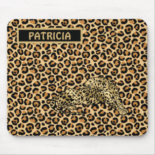 Luipaardprint Goud Bruin Funky Leuk Naam Muismat