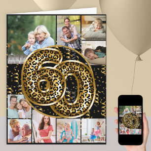Luipaardprint gouden ballonnen foto voor 60ste ver kaart