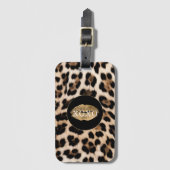 Luipaardprint Gouden Lippen XOXO Bagagelabel (Voorkant (verticaal))