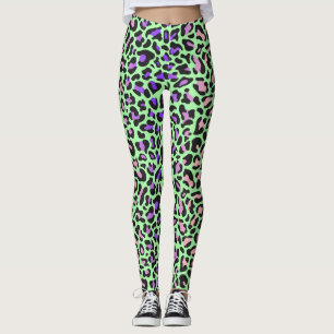 Luipaardprint Groene Paarse Roze Zwarte Leggings