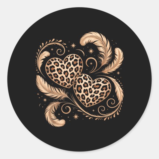 Luipaardprint Hart Ronde Sticker (Voorkant)