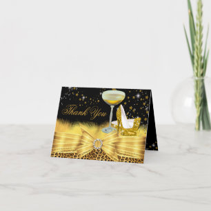 Luipaardprint & Hoge Hakken Gouden Bedankkaart
