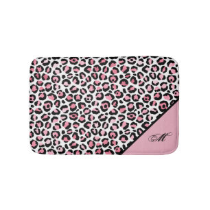 Luipaardprint in Roze Wit & Zwart met Monogram Badmat