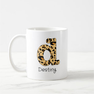 Luipaardprint Initiaal Kleine Letter d en Naam Koffiemok