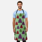 Luipaardprint Kleurrijke Kerstbomen Schort (Gedragen)