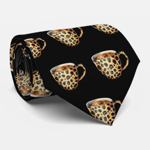 Luipaardprint Koffiekop Halsband Stropdas