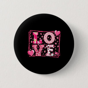 Luipaardprint Liefde Rode Lippen Woord Letter Scha Ronde Button 5,7 Cm