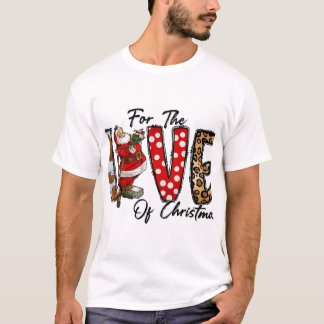 Luipaardprint LIEFDE Voor Kerst Buffalo Plaid Fees T-shirt