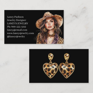 Luipaardprint Model Mode Sieraden Ontwerper Visitekaartje