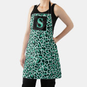 Luipaardprint Monogram Mode Teal Blauwe Schort (Insitu)