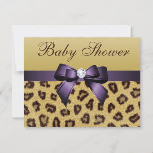 Luipaardprint, Paarse boog Baby shower Kaart