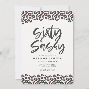 Luipaardprint roze en zwart zestig en sassy 60ste aankondiging