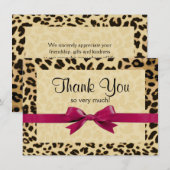 Luipaardprint Roze Strik Bedankbrief Bedankkaart (Voorkant / Achterkant)