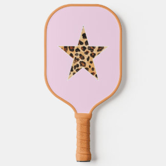 Luipaardprint Ster op Roze Pickle Ball Paddle