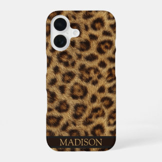 Luipaardprint telefoonhoesje Aangepaste naam iPhone 16 Hoesje