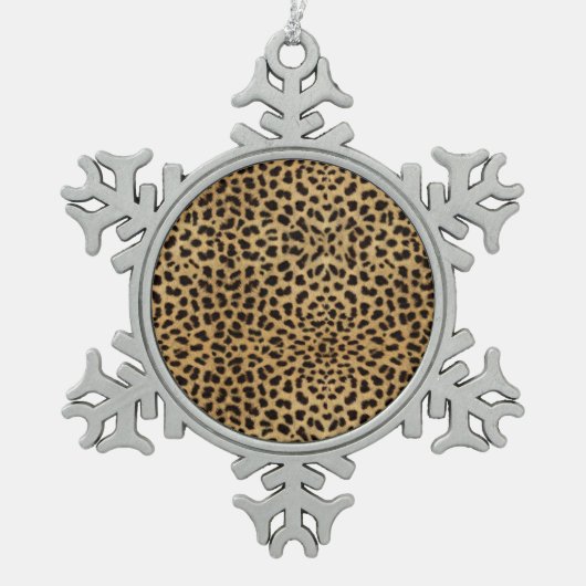 Luipaardprint Tin Sneeuwvlok Ornament (Voorkant)