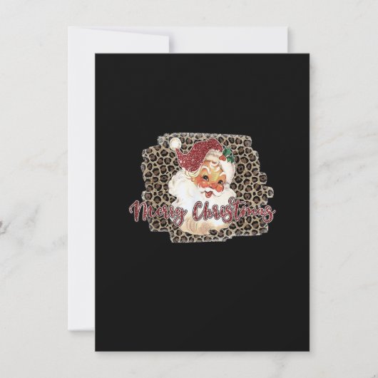 Luipaardprint Vintage 70er jaren Kerstman Prettig  Kaart (Voorkant)