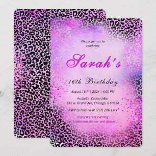 Luipaardprint Zoete 16 Roze Glitters Kaart